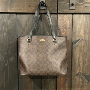 Coach Signature Brown and Black Tote